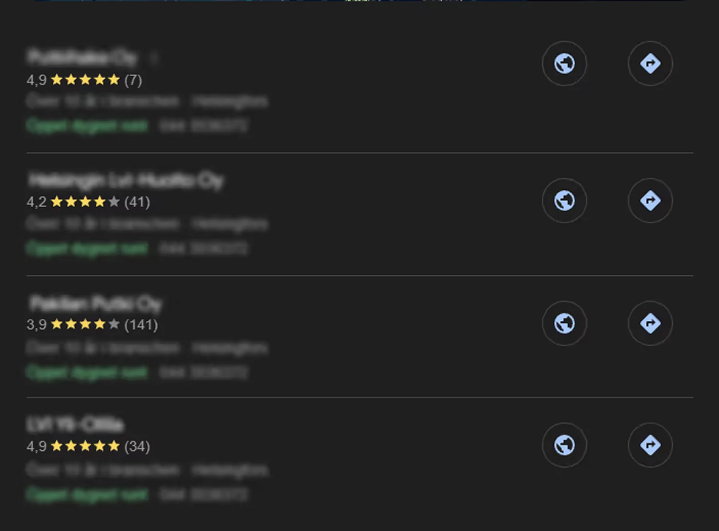 Google Maps Local Pack - näyttää top 3 yritystä